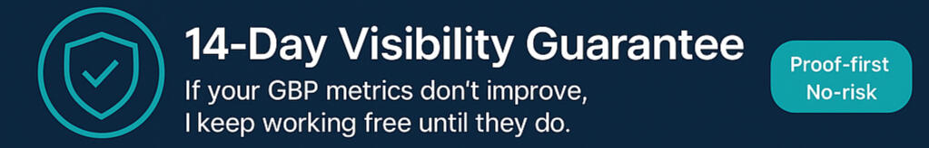 los-angeles-gbp-visibility-guarantee-14-day-1080x300-angeles-crest.png 14-Day Visibility Guarantee bar with shield icon.